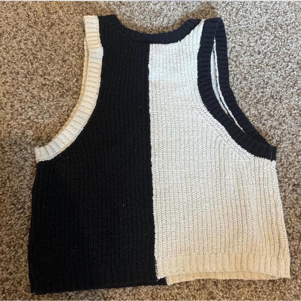 Black and Cream Knit Tank Top